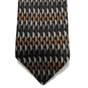 Covington Black Brown &Orange Geometric Silk Tie